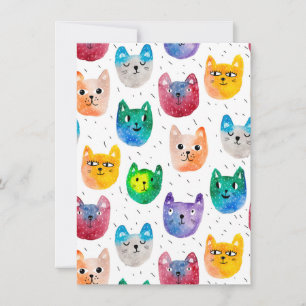 Cartão De Agradecimento Gatos em aquarela e amigos