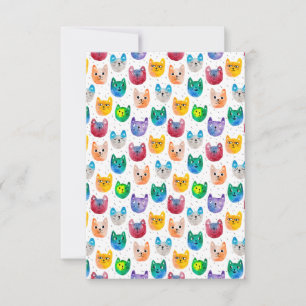 Cartão De Agradecimento Gatos em aquarela e amigos