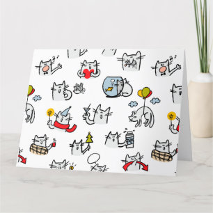 Cartão De Agradecimento Gatos engraçados, leite e magia.