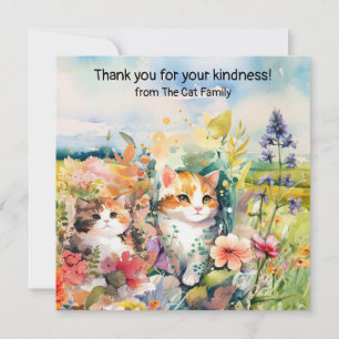 Cartão De Agradecimento Gatos estão no campo de flores