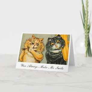 Cartão De Agradecimento Gatos Louis Wain Vintage Você Sempre Me Faz Sorrir