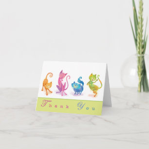 Cartão De Agradecimento Gatos Obrigado Notecard