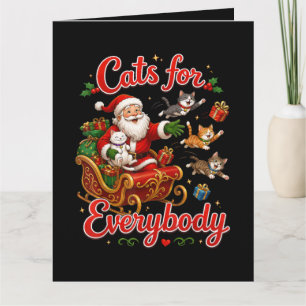 Cartão De Agradecimento Gatos para Todos Papai Noel Natal Divertido