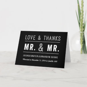 Cartão De Agradecimento Gay Couple Wedding Thank You Card Mr. & Mr.