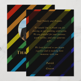 Cartão De Agradecimento Gay Men Wedding Elegant Rainbow Photo