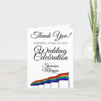 Gay Pride Wedding Thank You Card with Photo & Note