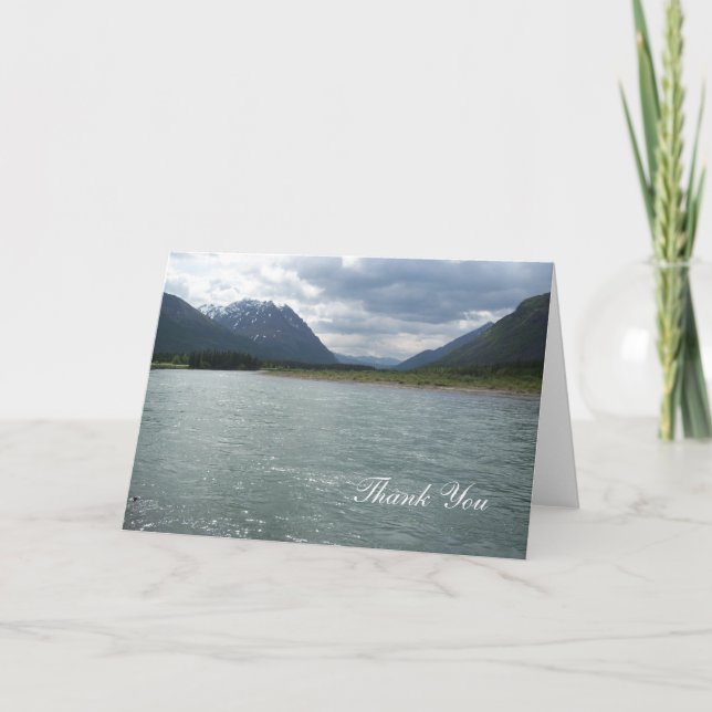 Cartão De Agradecimento Geleiras e lago de Alaska (Frente)