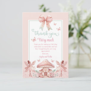 Cartão De Agradecimento Gêmeas Fadas Meninas de Cogumelos Casa de Banho An
