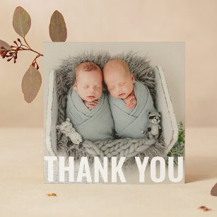 Cartão De Agradecimento Gêmeos do presente do bebê Obrigado Chá de fraldas