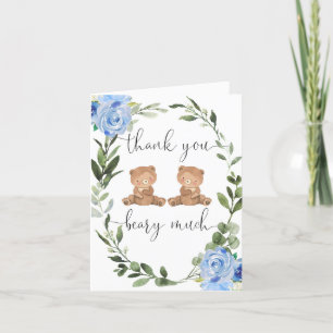 Cartão De Agradecimento Gêmeos urinóis azuis ursos-peludos
