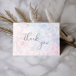 Cartão De Agradecimento Gênero Revele Floco de Neve Azul Rosa Muito Obriga