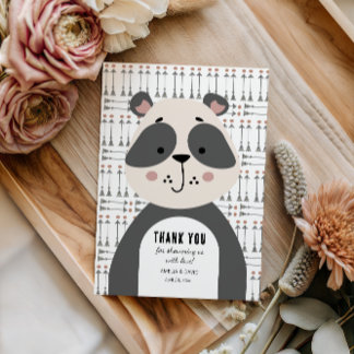 Cartão De Agradecimento Gentle Panda Woodland Thank You Baby Shower