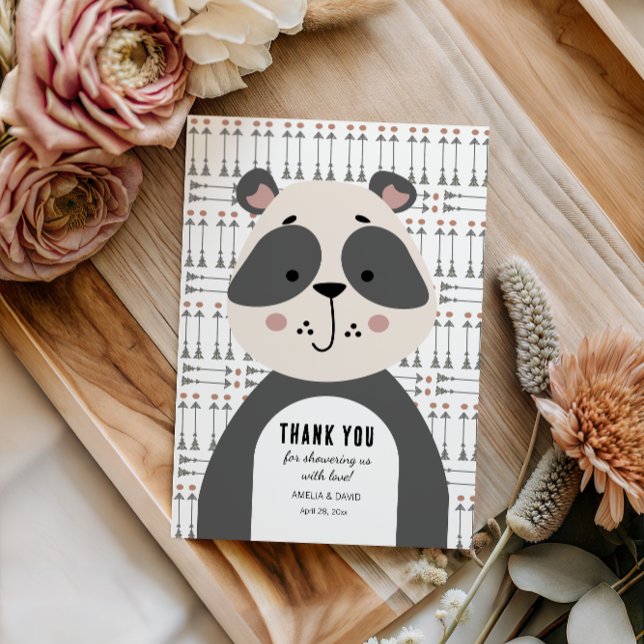 Cartão De Agradecimento Gentle Panda Woodland Thank You Baby Shower (Criador carregado)