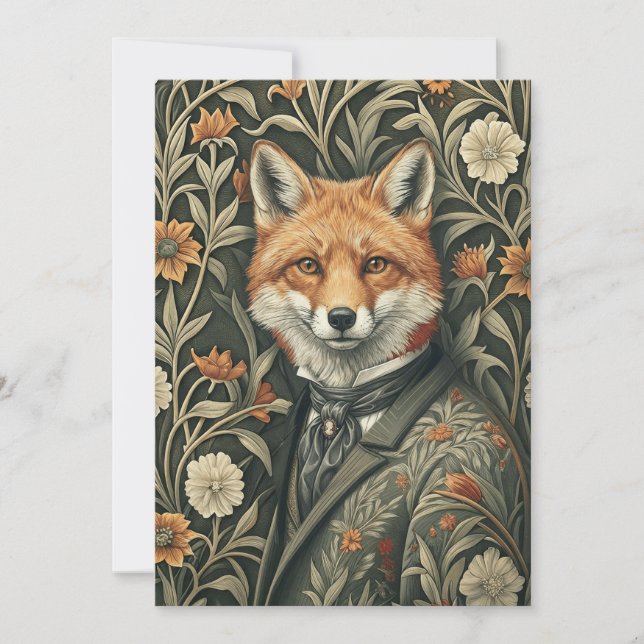 Cartão De Agradecimento Gentleman Red Fox in Victorian Evening Attire (Frente)