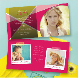 Cartão De Agradecimento Geo Fuchsia Criss Crock Color Block Photo Formando