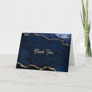 Cartão De Agradecimento Geodo Azul Dourado