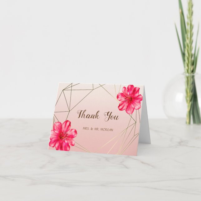 Cartão De Agradecimento Geométrico Chic Elegante, Hibiskus (Frente)