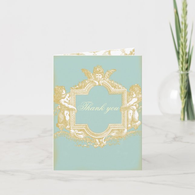 Cartão De Agradecimento Georgiana (Marie Antoinette Blue) WeddingThank you (Frente)