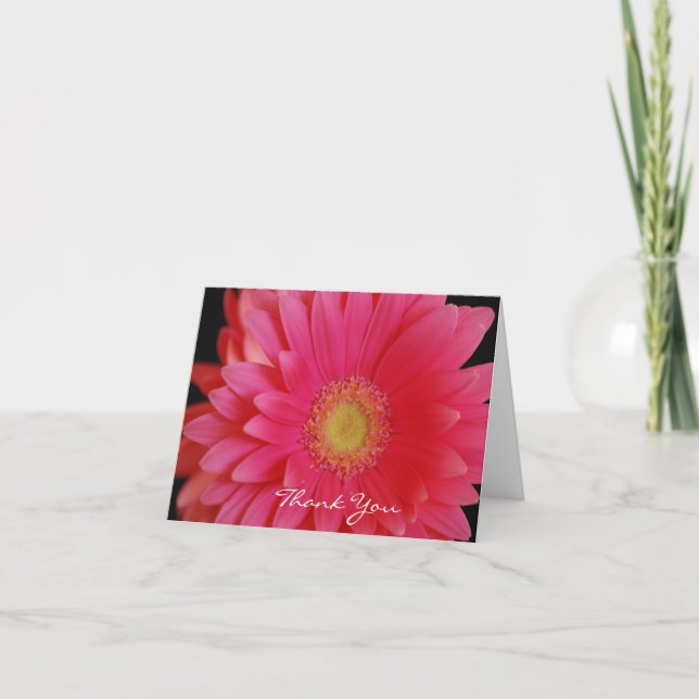 Cartão de Agradecimento Gerbera Amarela Rosa (Frente)