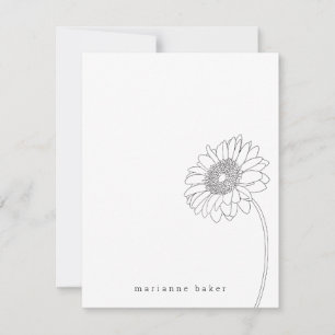 Cartão De Agradecimento Gerbera Daisy Line Desenhando Notecard Personaliza