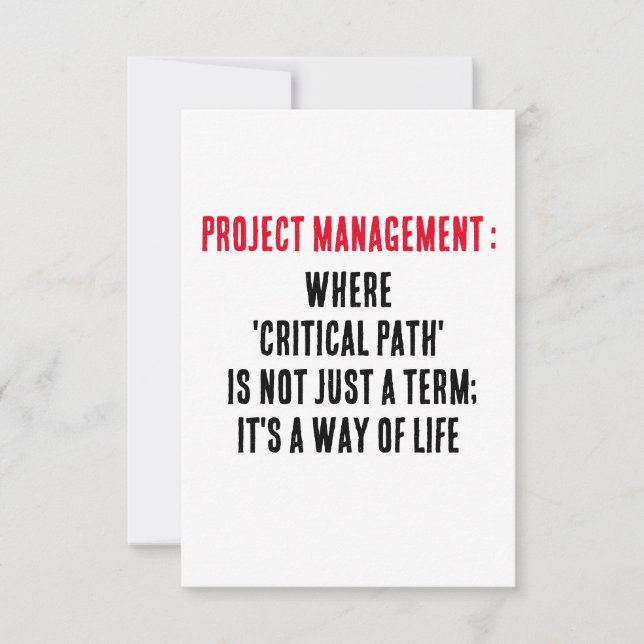 Cartão De Agradecimento Gerenciamento de projetos em que "caminho crítico" (Frente)