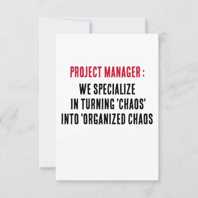 Cartão De Agradecimento Gerente de Projeto Nós nos especializamos em trans (Frente)