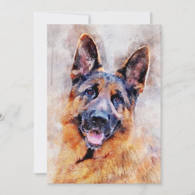 Cartão De Agradecimento German shepherd Cachorro Portátil Aquarela 01 (Frente)