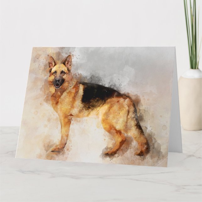 Cartão De Agradecimento German shepherd Cachorro Portátil Aquarela 02 (Frente)