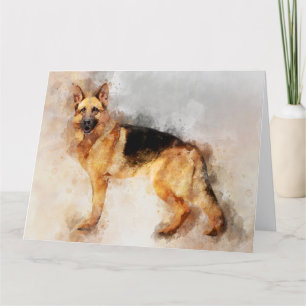Cartão De Agradecimento German shepherd Cachorro Portátil Aquarela 02
