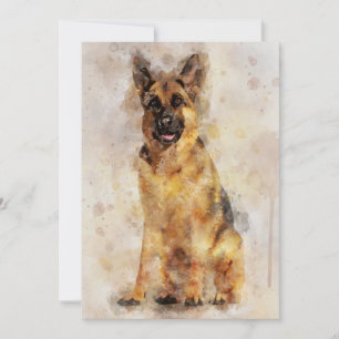 Cartão De Agradecimento German shepherd Cachorro - Retrato de Aquarela 03