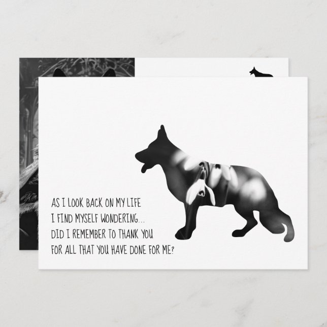 Cartão De Agradecimento German shepherd preto (Frente/Verso)