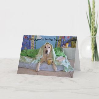 Cartão De Agradecimento Get well card, photo of dog playing sick