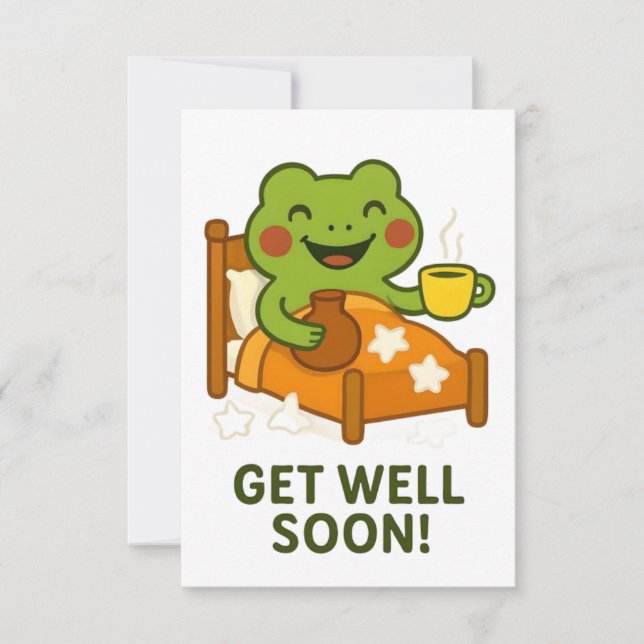 Cartão De Agradecimento Get Well Soon Card - Sick Frog (Frente)