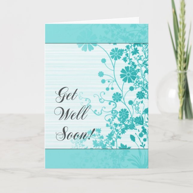 Cartão De Agradecimento Get Well Soon (Cyan) Card (Frente)
