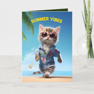 Cartão De Agradecimento Getaway Kitten Tropical