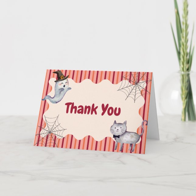 Cartão De Agradecimento Ghost Ghost Caiu no Chá de fraldas de outono (Frente)