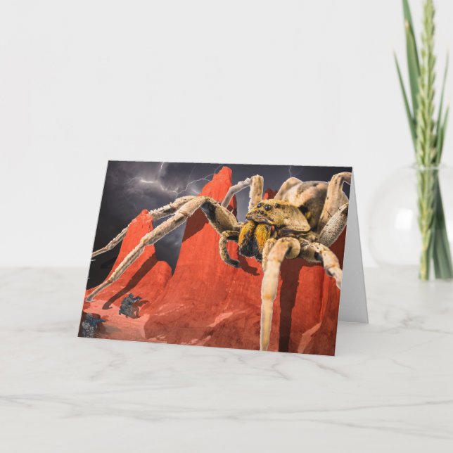 Cartão De Agradecimento Giant Spider in Mountains Halloween Card (Frente)