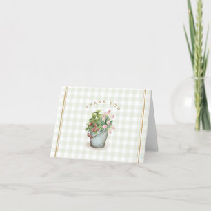Cartão De Agradecimento Ginga de Jardim Sage Dourado Floral Flores