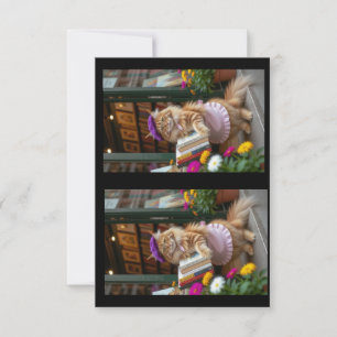 Cartão De Agradecimento Ginger Gatinho vendendo livros de arte