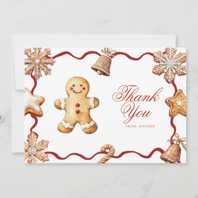 Cartão De Agradecimento Gingerbread Man | Christmas Baby Shower  (Frente)