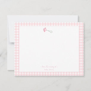 Cartão De Agradecimento Gingham Border Baby