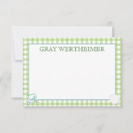 Cartão De Agradecimento Gingham Golf Stationery