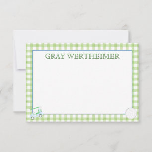 Cartão De Agradecimento Gingham Golf Stationery