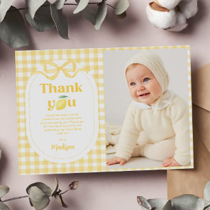 Cartão De Agradecimento Gingham Lemon Themed Foto do primeiro aniversario