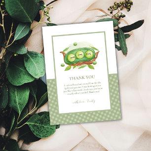 Cartão De Agradecimento Gingham Verde Bastante Ervilha Doce Em Chá de fral