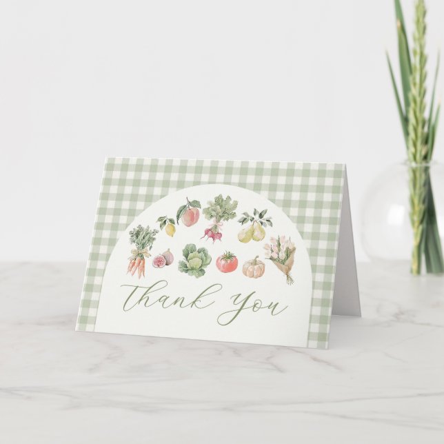 Cartão de Agradecimento Gingham Verde Fresco do Me (Frente)