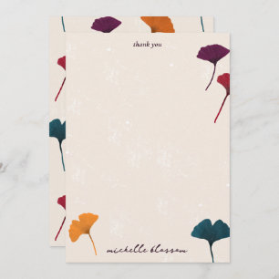 Cartão De Agradecimento Ginkgo Leaf Pattern Watercolor Call Cores de outon