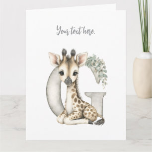 Cartão De Agradecimento Girafa alfabeto de animais bebês em aquarela fofa