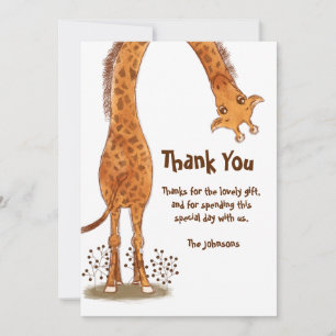 Cartão De Agradecimento Girafa, Aniversário de Animal de Zoológico, Person