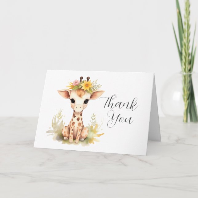 Cartão De Agradecimento Giraffe Baby Shower Thank You Card (Frente)